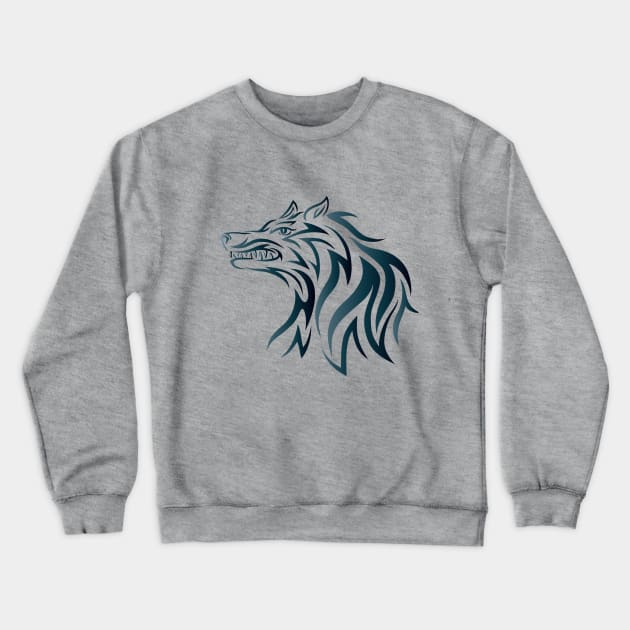 Wolf Tribal Crewneck Sweatshirt by martinussumbaji